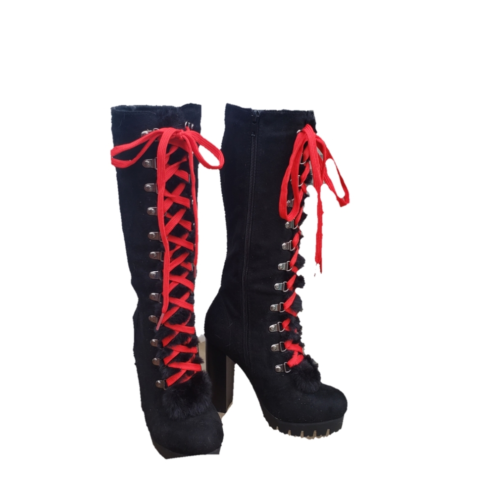Faux leather high heal boots size 5 1/2